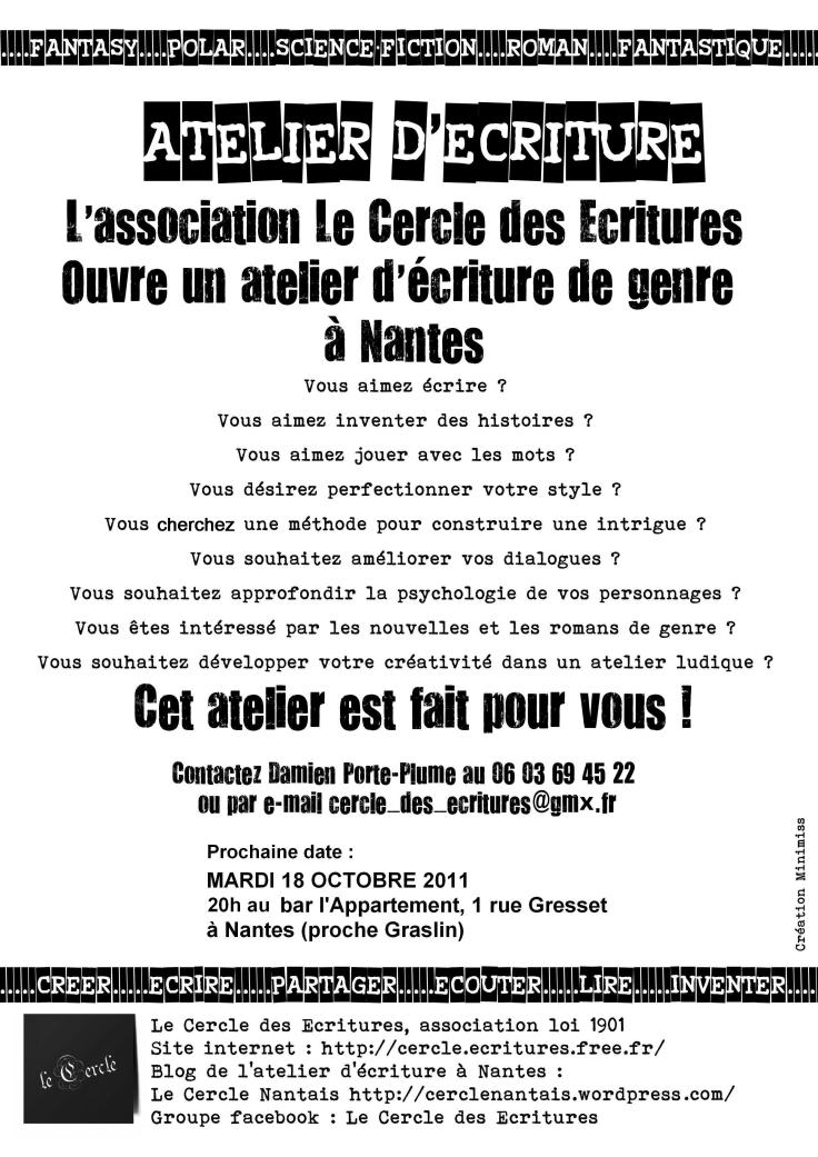 Affiche de l'atelier d'écriture n°2