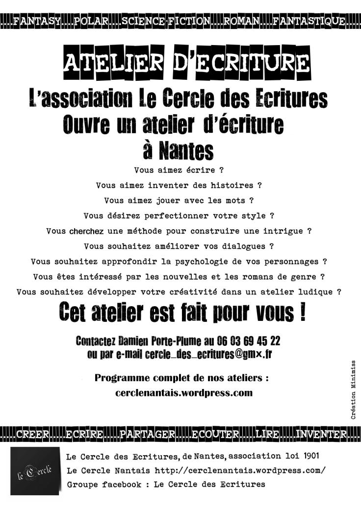 Affiche des ateliers d'écriture du Cercle nantais