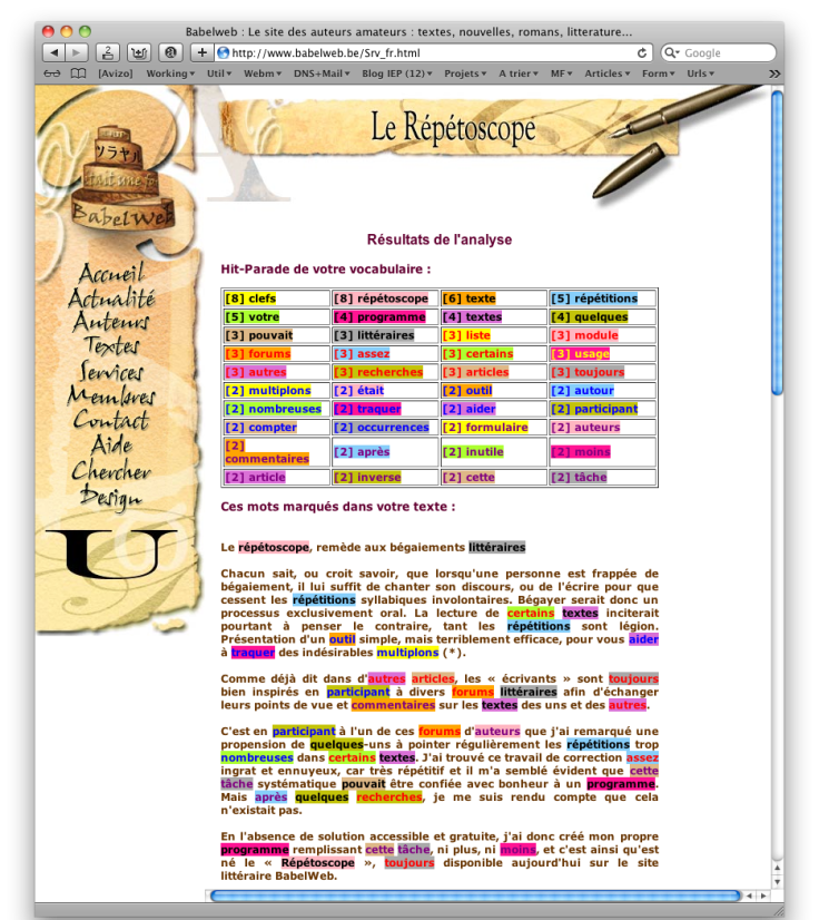 Repetoscope-Resultat