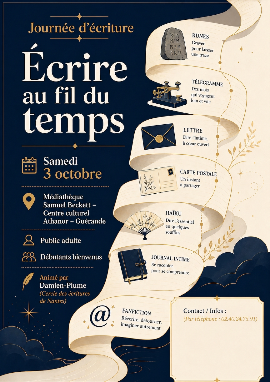 Affiche atelier d'écriture à Guérande